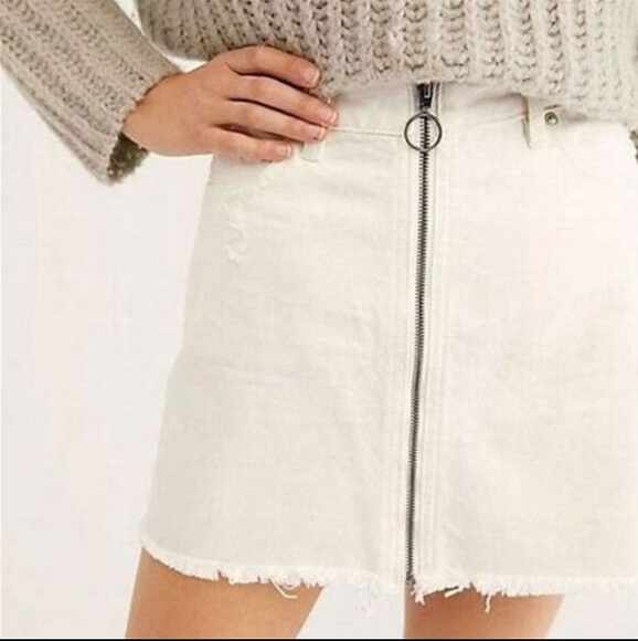 Free People Dresses & Skirts - Free People We The Free White Denim Mini Skirt